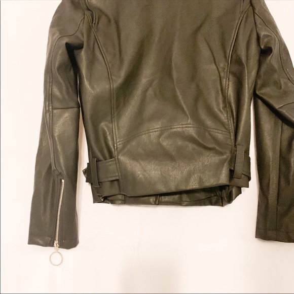 NWT! LEATHER Black Motorcycle Jacket- LOOP ZIPPERS! Sz L - Picture 4 of 10